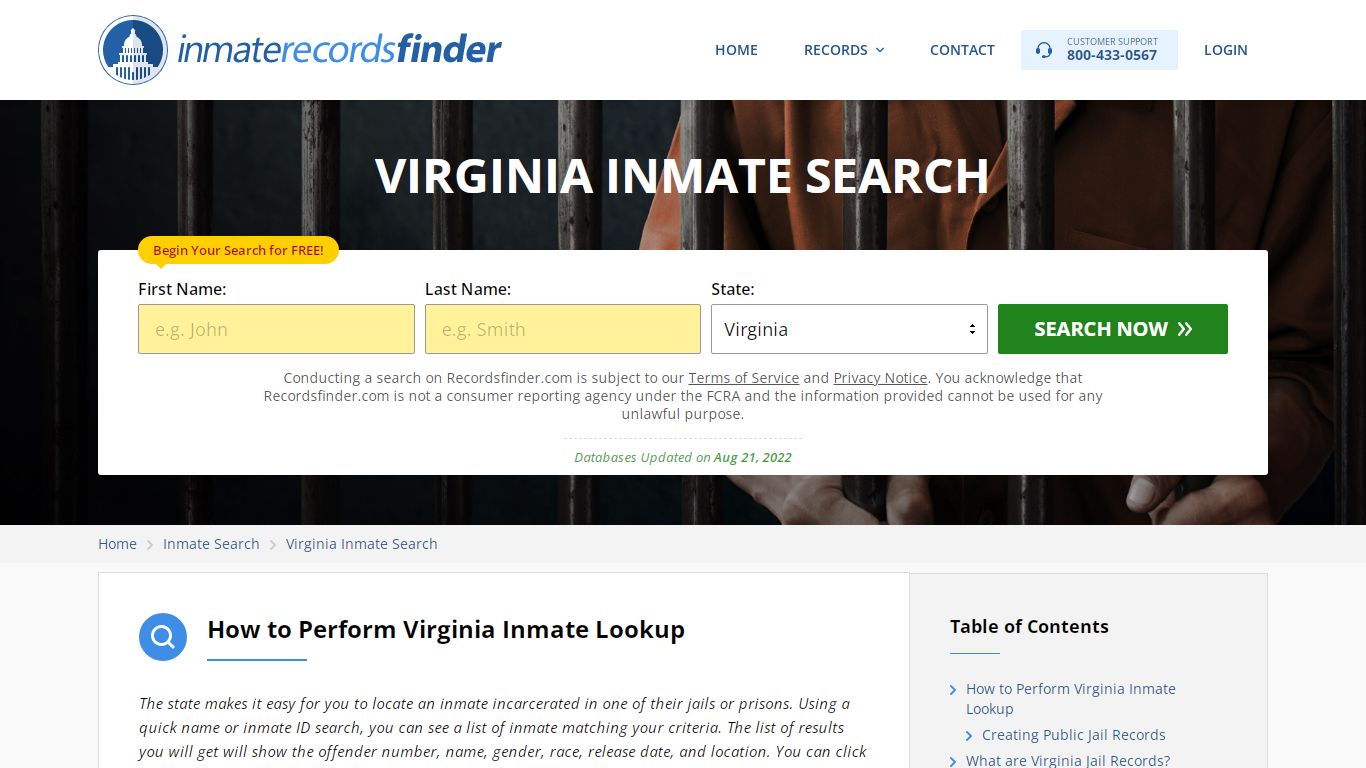 Virginia Inmate Search - Jail & Prison Records Online